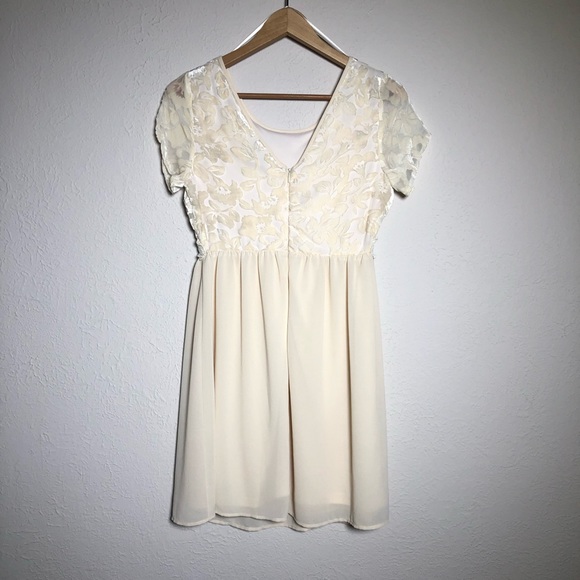 Flying Tomato Cream Velvet Burnout Dress - Picture 3 of 7